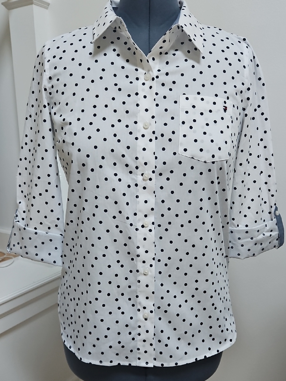 Tommy Hilfiger White Polka Dot Button-Down Shirt